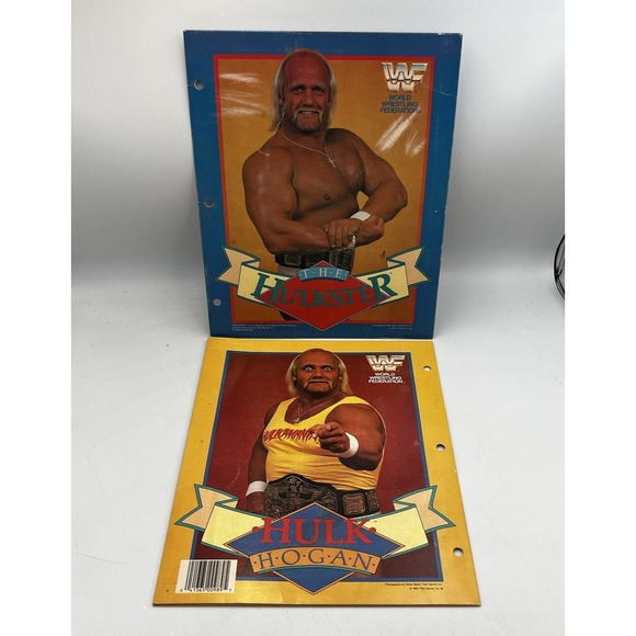 Titan Sports Other - Pair of Hulk Hogan WWF School Folders Yellow and Blue Good Condition